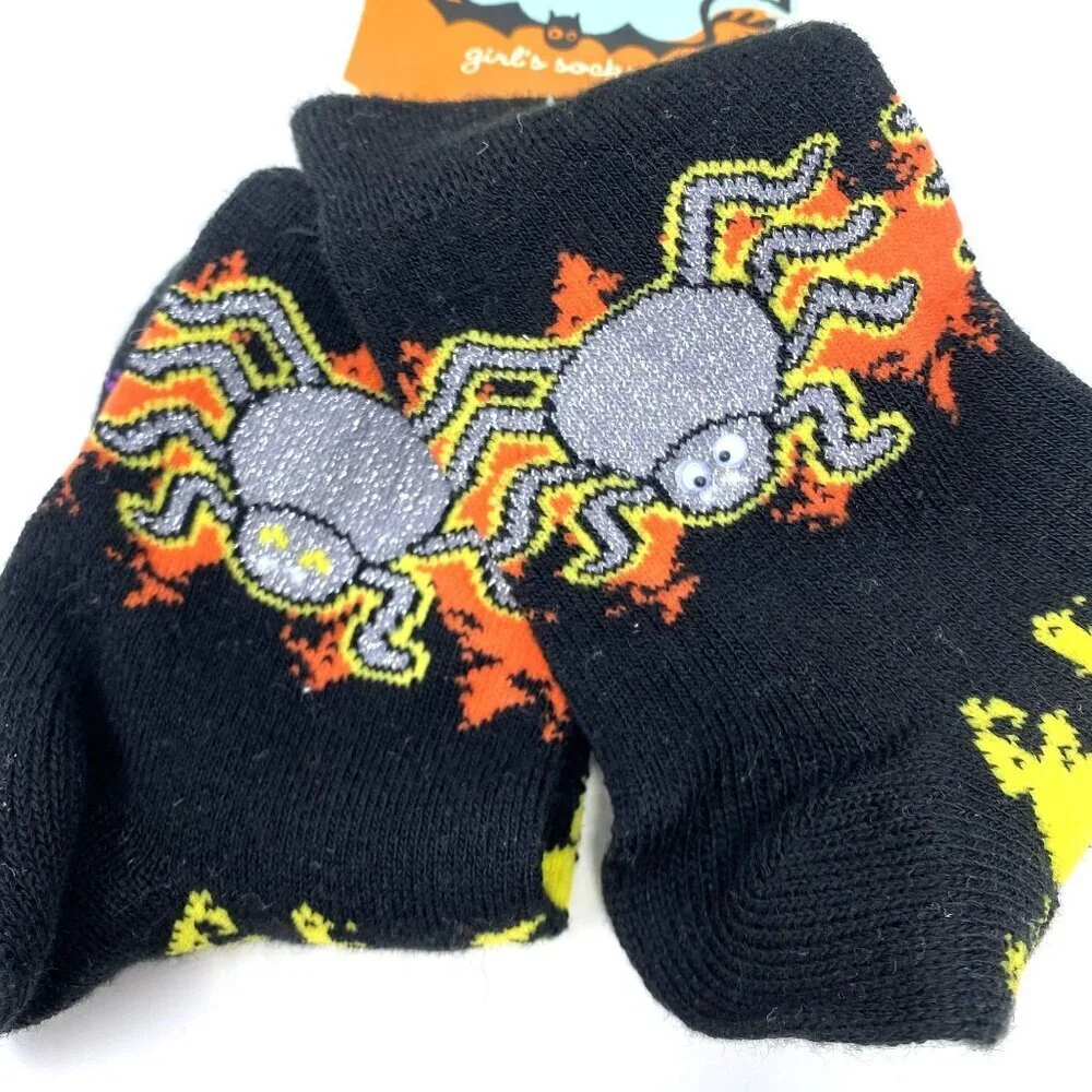 Vintage Target Halloween Novelty Kids 2 Pairs Socks Boo Ghosts Googly Eye Spider